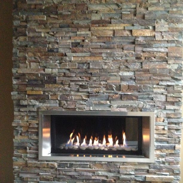 gas fire in rock wall